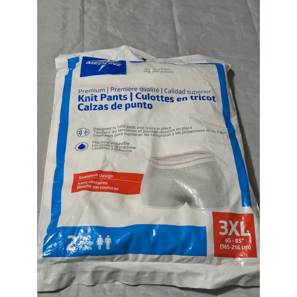 MEDLINE Premium Knit Pants MSC86700 (65-85”) 2XL Incontinence 2 Pair Pack